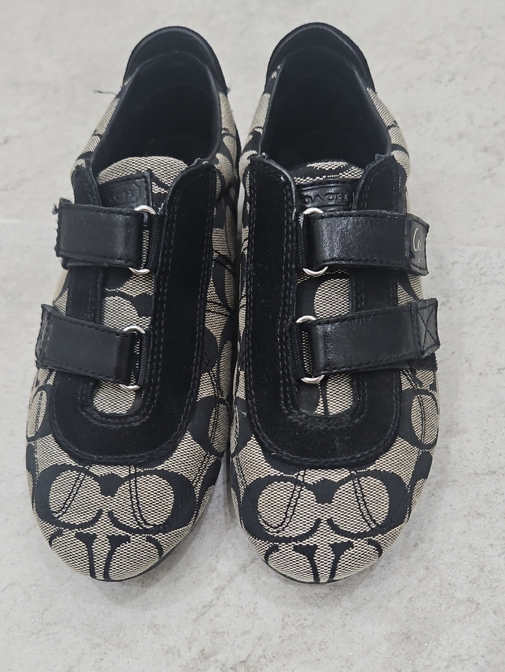 Coach Women Velcro Signature C Sneakers in Black and Gray
